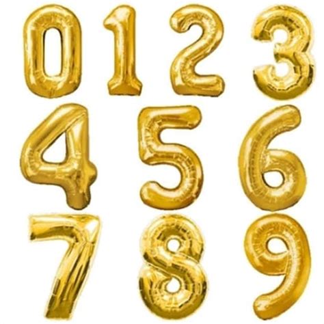 17 Inch Golden Foil Balloon Number / Gold Foil balloon