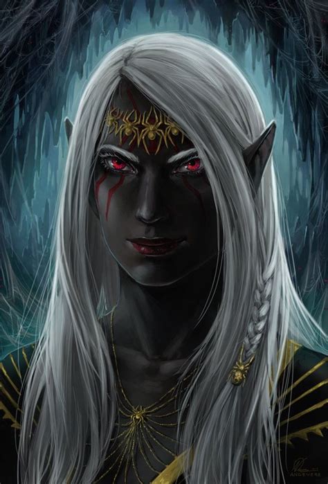 f Drow Elf Cleric portrait The priestess of Lolth by Angevere.deviantart.com on @DeviantArt ...