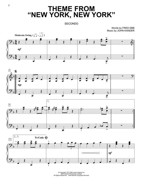 Theme From "New York, New York" Sheet Music | Frank Sinatra | Piano Duet