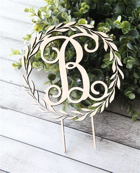 Wedding Monogram Cake Topper Wedding Cake Topper Wreath | Etsy