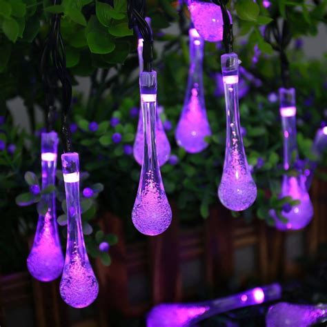 Solar String Lights 19.2ft 30 LED Crystal Water Drop Fairy Outdoor String Christmas Lights for ...