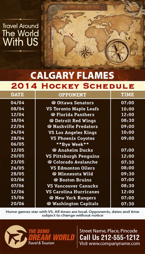 4x7 Custom One Team Calgary Flames Hockey Schedule Travel And Tourism Magnets 25 Mil Round ...