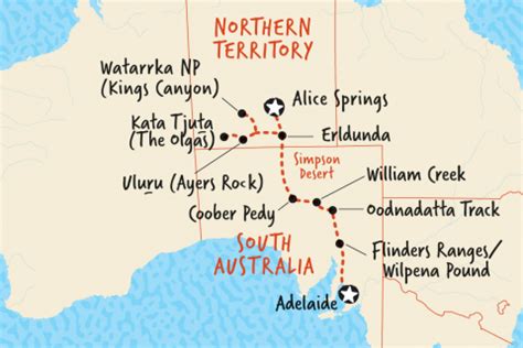 Map of Alice Springs to Adelaide Overland | Australia tours, Alice ...