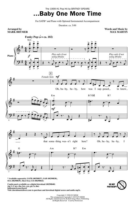 Baby One More Time Sheet Music by Mark Brymer (SKU: 00290837) - Stanton ...