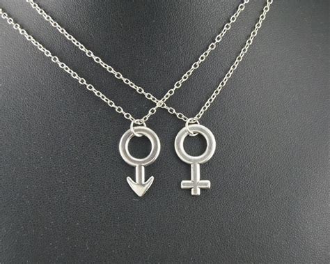 1set Male And Female Gender Symbol Metal Alloy Pendant Necklace DIY Handmade Jewelry Gift For ...