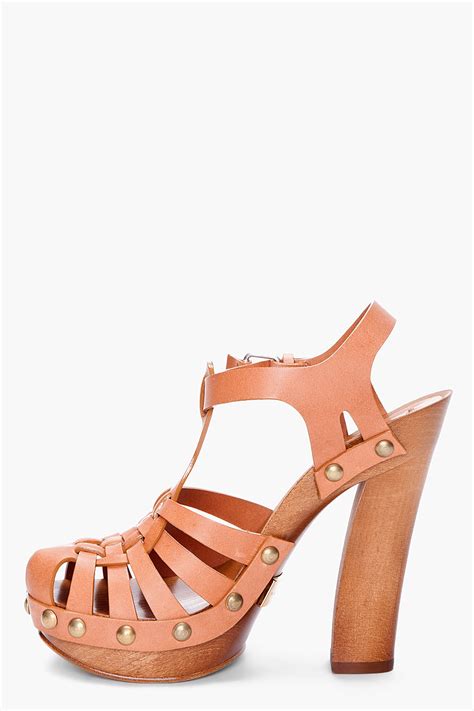 Marc jacobs Tan Clog Heels in Brown | Lyst