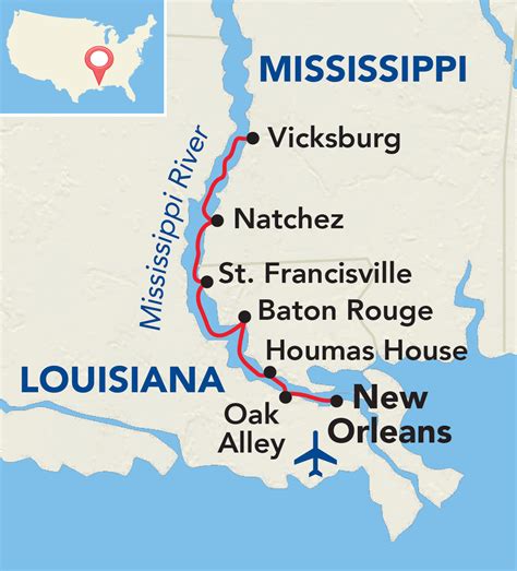 ACL-Mississippi-New-Orleans-Round-Trip-Itinerary-Map - Sunstone Tours & Cruises