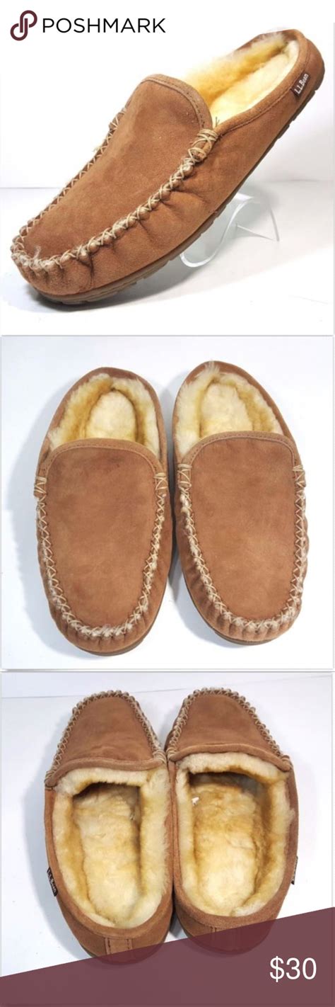 L.L.Bean Mens Slippers Leather Tan Size 8 M EUC! Mens Slippers Leather Tan Size 8 M EUC! L.L ...