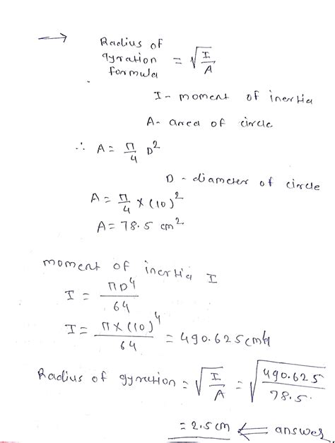 [Solved] what is the radius of gyration of circular plate D=10 cm explain... | Course Hero