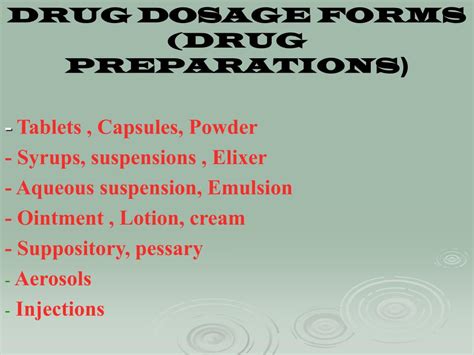 PPT - DRUG DOSAGE FORMS PowerPoint Presentation, free download - ID:637463