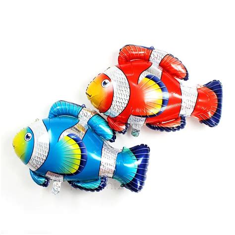 10 Pieces Large Clown Fish Foil Balloons Classic Toys Marine Fish Helium Balloon Wedding ...