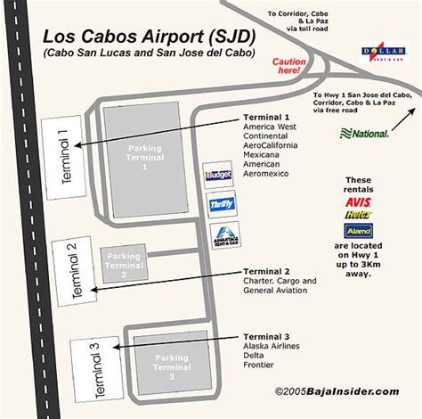 Los Cabos Mexico Airport Map, Terminal Information, Airlines location