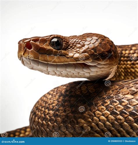 Ultra-detailed Side View Photograph of Brown Snake on White Background ...