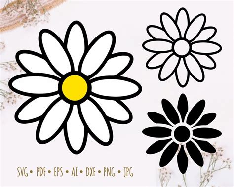 Daisy SVG Silhouette Cameo Cricut Cut File Simple Flower | Etsy