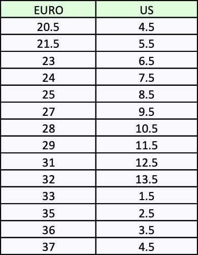 European To American Size Chart