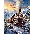 Amazon.com: Ginfonr 5D DIY Mosaic Diamond Painting Kits Snow Train Full ...