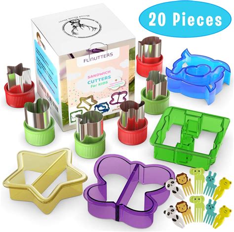 Amazon.com: 20 Piece Sandwich Cutters for Kids - Fruit, Vegetable and Cookie Cutter Set with ...