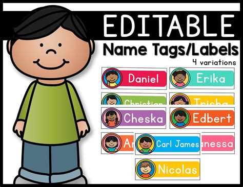 These name tags can be used to place on desks, bins, binders, boxes, or anywhere you want your ...