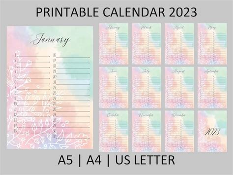 2023 Printable Birthday Calendar Plan Planner A5 A4 US Letter - Etsy