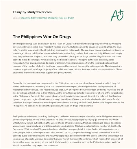 The Philippines War On Drugs - Free Essay Example | StudyDriver.com