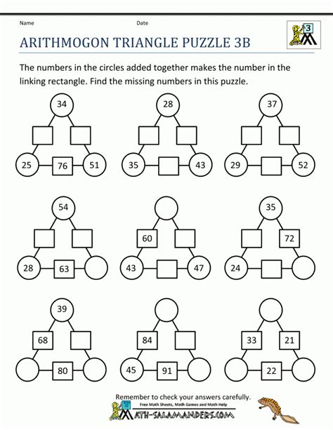 Christmas Math Worksheets (Harder) - Printable Math Puzzles For High ...