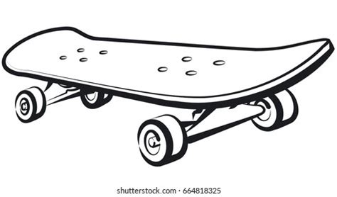 Black White Outline Illustration Skateboard Stock Vector (Royalty Free) 664818325 | Shutterstock