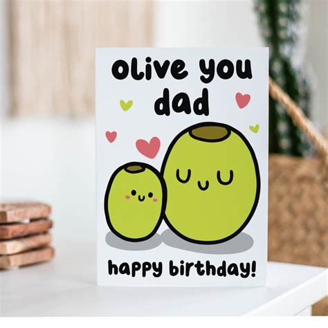 Olive You Dad Funny Birthday Card Dad Birthday Card Happy | Etsy
