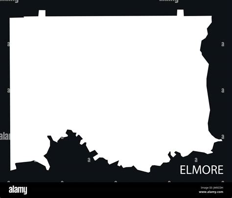 Elmore county map of Alabama USA black inverted illustration Stock ...