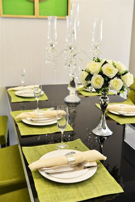 Dining table stock photo. Image of black, inside, elegant - 56784216