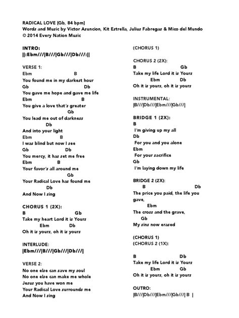 Radical Love - Victory Worship Chord Sheet PDF | PDF | Song Structure ...