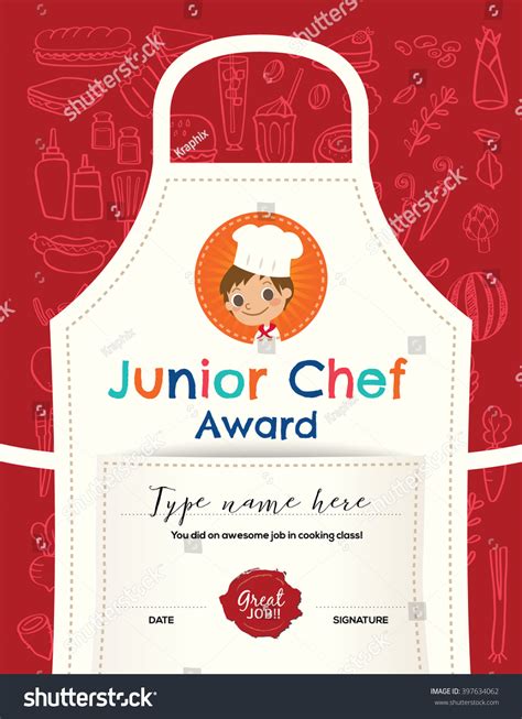 Kids Cooking Class Certificate Design Template Stock Vector (Royalty ...