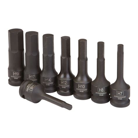 1/2 in. Drive Metric Impact Hex Socket Set, 8 Piece