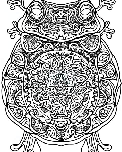 Outline of Tree Frog Coloring Book Realistic Mandala Style · Creative ...