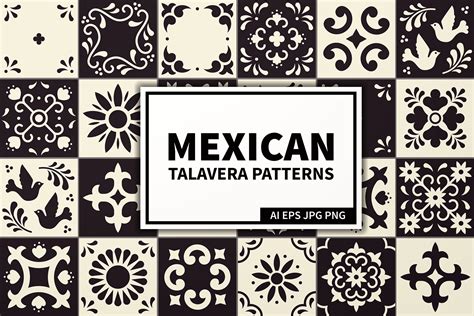 Mexican Talavera Tiles Patterns Set Graphic by kroljastock · Creative Fabrica