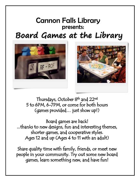 Board Games at the Library – Cannon Falls Library