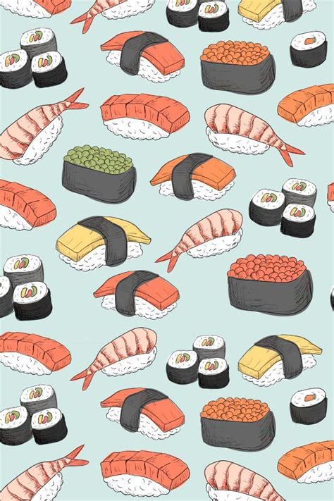 Sushi-licious patterns | Cute food wallpaper, Food wallpaper, Sushi drawing