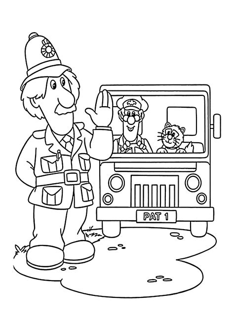 Postman Pat in truck coloring pages for kids, printable free | Truck coloring pages, Coloring ...