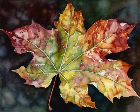 Premium AI Image | A watercolor painting of a maple leaf with the word ...