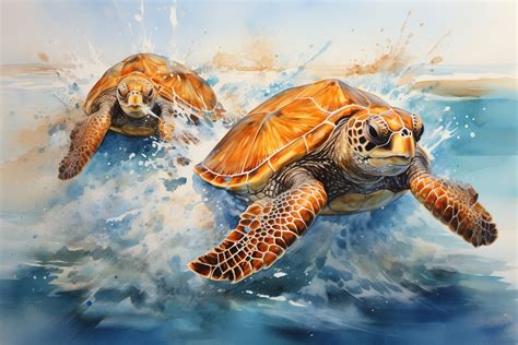 Sea Turtle Watercolor Art Free Stock Photo - Public Domain Pictures