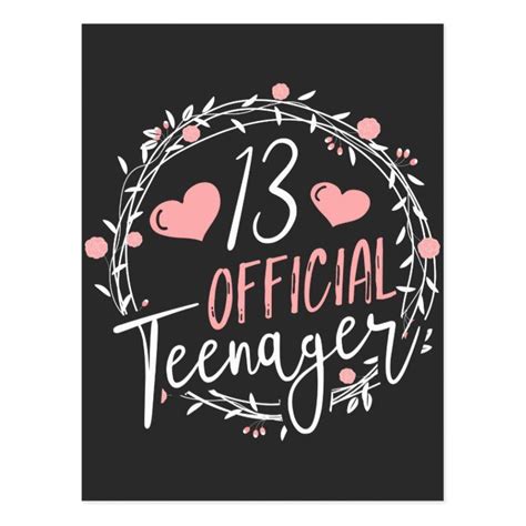 13th Birthday Official Teenager 13 Years Old Girl Postcard | Zazzle.com in 2021 | Birthday ...