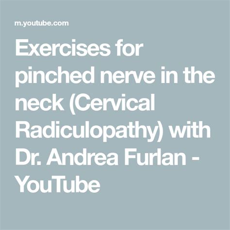 Exercises for pinched nerve in the neck (Cervical Radiculopathy) with ...