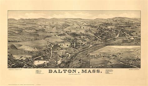 Dalton, Massachusetts 1884 Bird's Eye View - Old Map Reprint - OLD MAPS