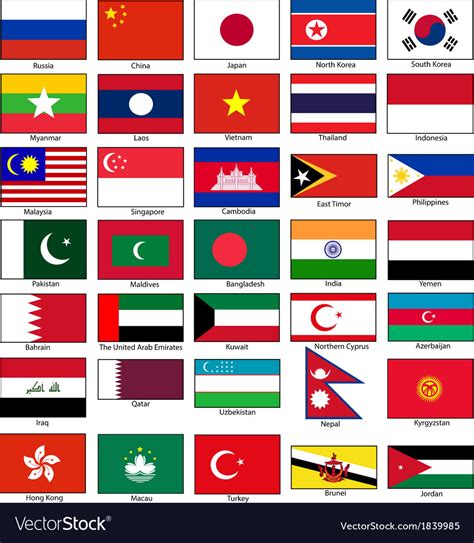 Asia Flags With Names