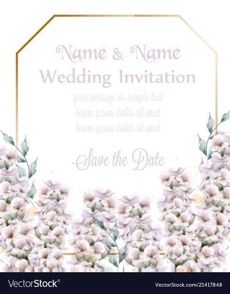 White lavender wedding card bouquet watercolor Vector Image