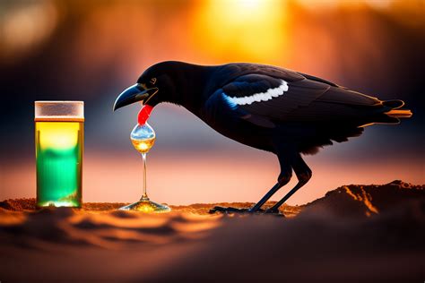 Lexica - Crow drinking a plastic bottle water, desert, high detail ...