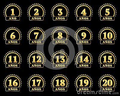 Set of gold numbers from 1 to 20 and the word of the year decorated ...