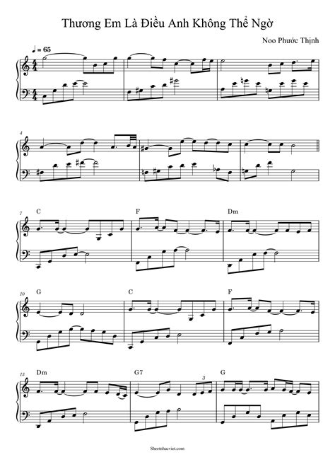 "Thương Em Là Điều Anh Không Thể Ngờ" Noo Phước Thịnh | Piano Sheet ...