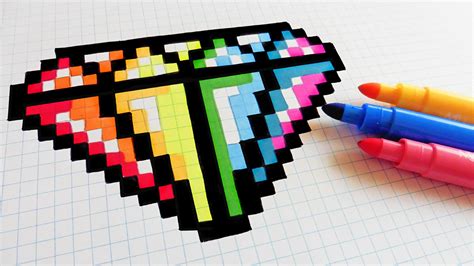 Handmade Pixel Art - How To Draw Rainbow Diamond #pixelart