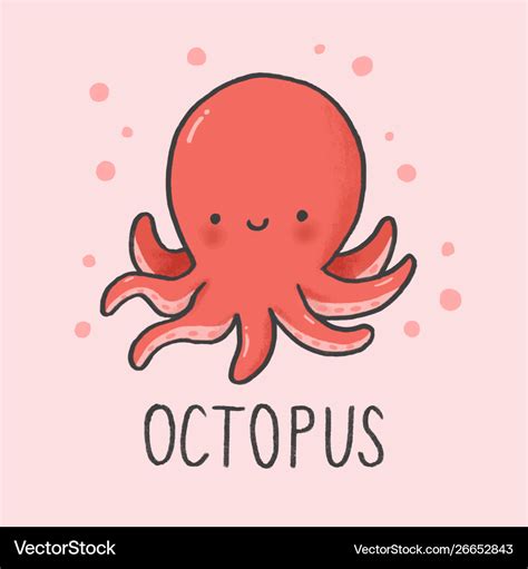 Cute octopus cartoon hand drawn style Royalty Free Vector