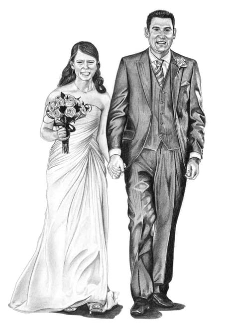 Pencil Drawing of Wedding Couple | Pencil Sketch Portraits